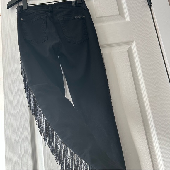 7 For All Mankind Fringe Skinny Jeans in Black - Picture 6 of 11